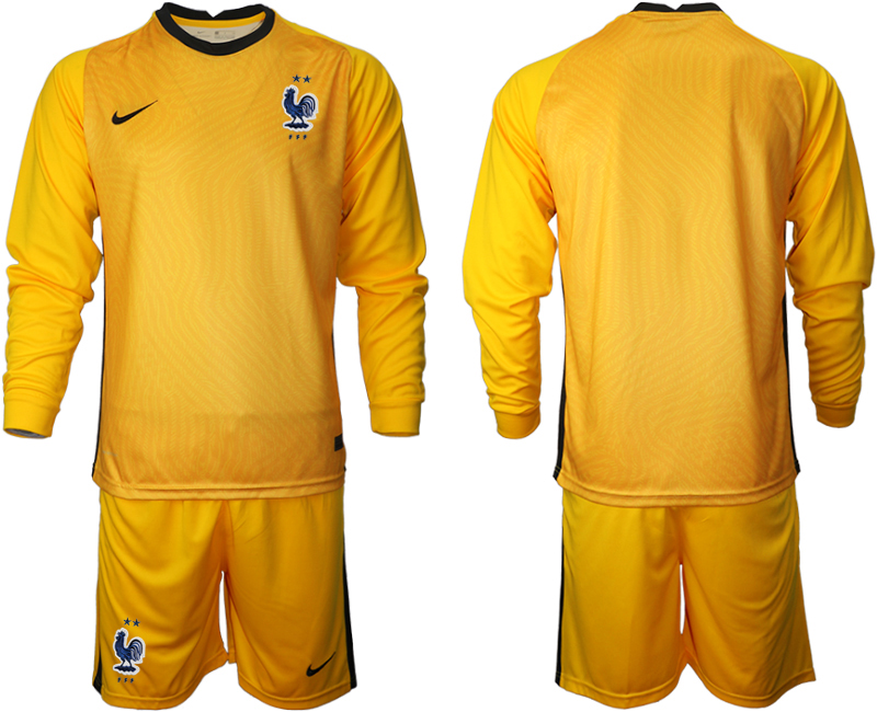 Cheap Men 2021 European Cup France yellow Long sleeve goalkeeper Soccer Jersey